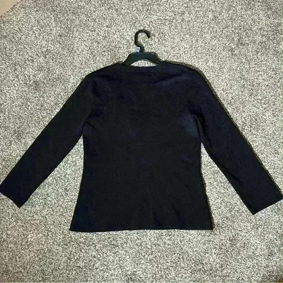 Cable & Gauge Sweater Rivets Knit 3/4 Sleeve Top Black Size M - Picture 7 of 7